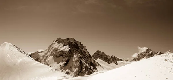 Panorama Zimních Sněhových Hor Kavkazské Hory Dombay Mount Musa Achitara — Stock fotografie
