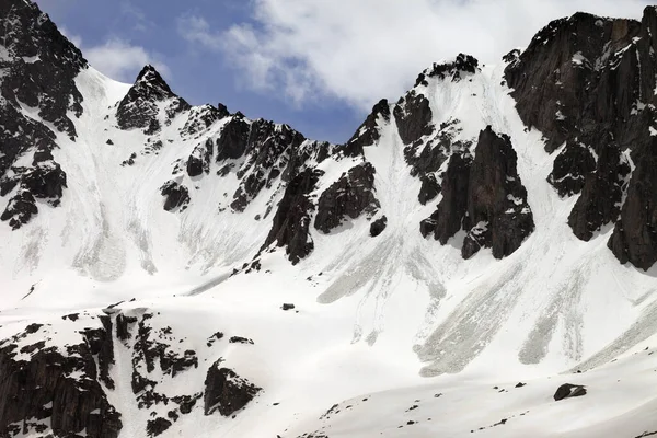 Snow Rocks Traces Avalanche Sun Spring Day Turkey Kachkar Mountains — Stock fotografie