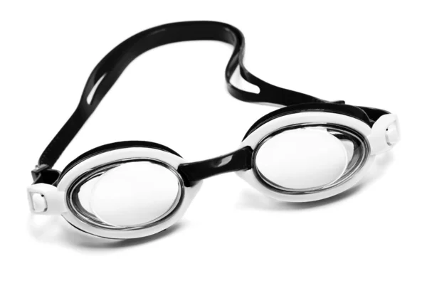 Óculos Pretos Brancos Para Natação Isolados Fundo Branco — Fotografia de Stock
