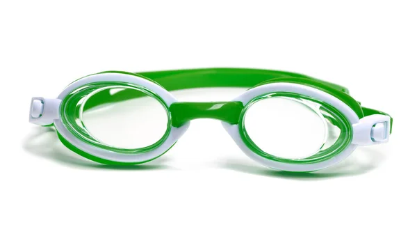 Gafas Verdes Para Nadar Aisladas Sobre Fondo Blanco — Foto de Stock