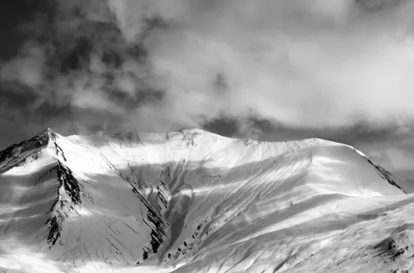 Zwart Wit Uitzicht Piste Sneeuw Helling Avond Kaukasus Georgië Regio — Stockfoto