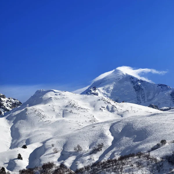 Monte Tetnuldi Pista Fuori Pista Con Pista Sci Snowboard Nella — Foto Stock