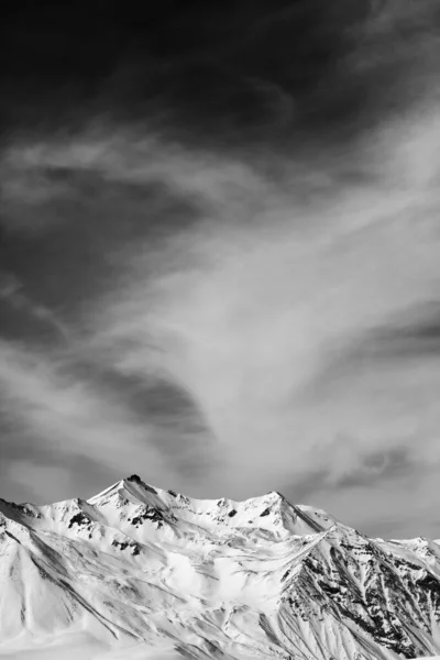 Black White Winter Snowy Mountains Windy Day Caucasus Mountains Georgia — 图库照片