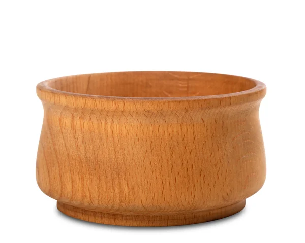 Wooden bowl on white background — Stock Photo, Image