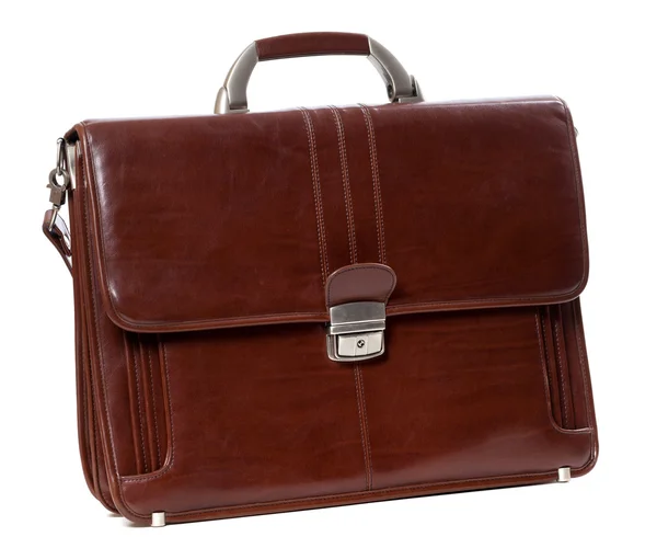 Leather brown briefcase — Stock Photo, Image