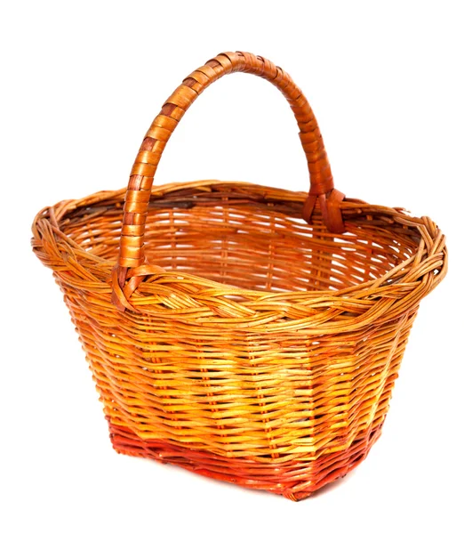 Empty wicker basket. Isolated on white background. — Stock Photo, Image