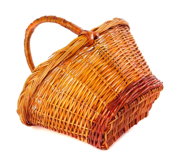 Empty wicker basket on white background — Stock Photo, Image