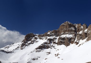 Güzel bahar günü karlı kayalarda Panoraması