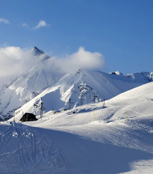 Hotel on ski resort at evening Stock Photo