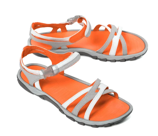 Paio di sandali di estate su priorità bassa bianca — Foto Stock