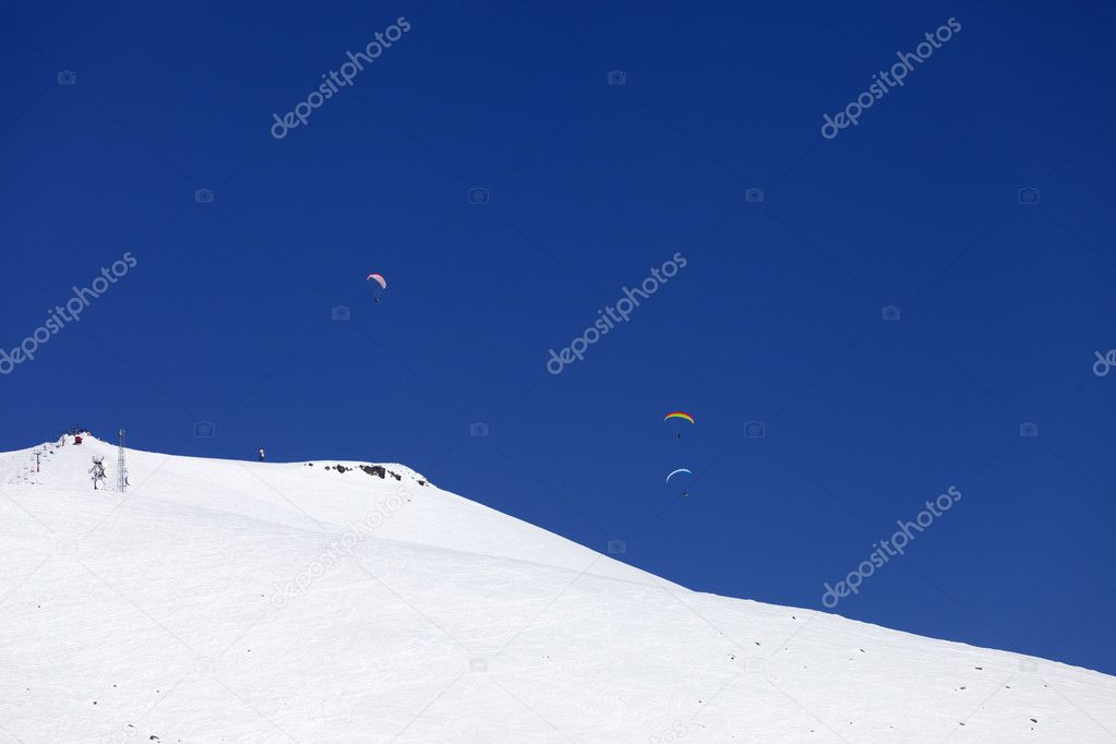 Sky gliding in mountains