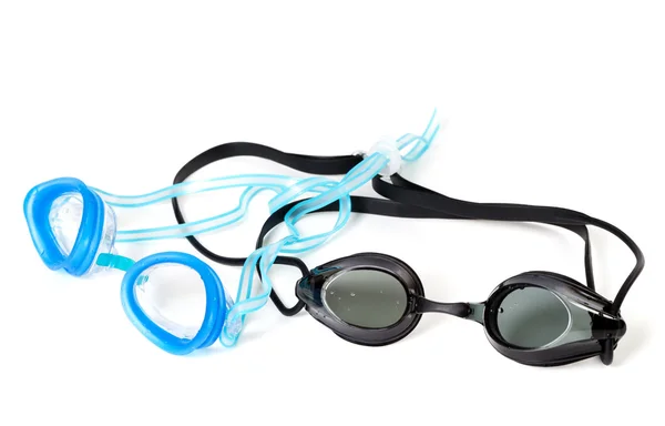 Niebieskie i czarne okulary do pływania — Zdjęcie stockowe