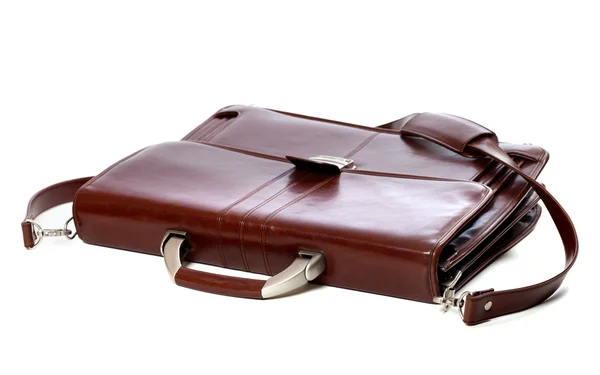 Brown leather briefcase — Stock Photo, Image