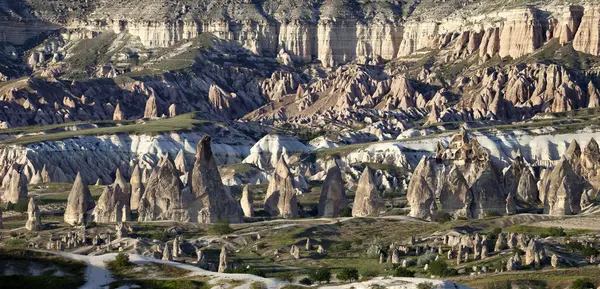 Panoramic view of Cappadocia valley at evening — Stock Photo, Image