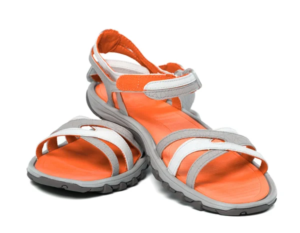 Pair of summer sandals on white background — Stock Photo, Image