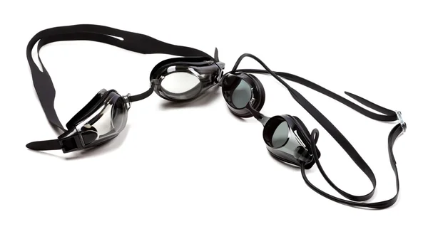 Lunettes noires pour se baigner sur fond blanc — Photo