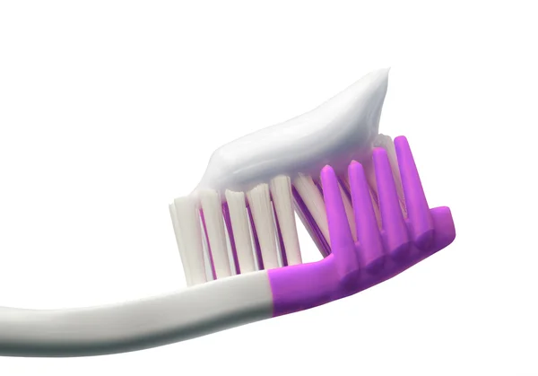 Cepillo de dientes con pasta de dientes aislado sobre fondo blanco —  Fotos de Stock