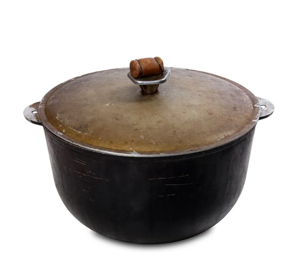Old black pot on white background — Stock Photo, Image
