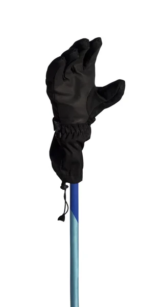 Winter sport gloves on ski pole — Stock Photo, Image