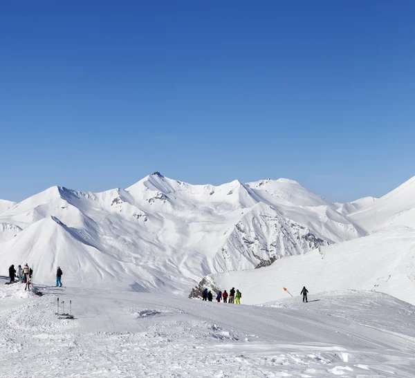 Top of ski slope at nice sun morning — Stock Photo, Image