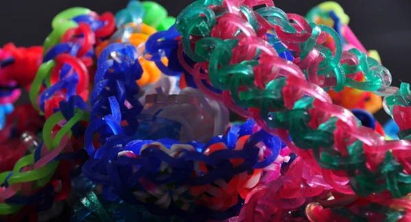 Tęczowe kolory gumek Krosno bransoletki — Zdjęcie stockowe