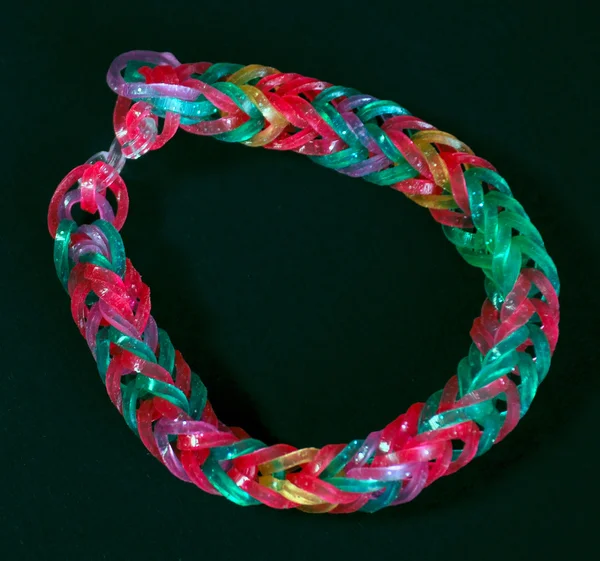 Tęczowe kolory gumek Krosno bransoletka — Zdjęcie stockowe