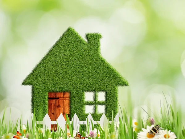 Zöld ház, környezetvédelmi koncepció — Stock Fotó