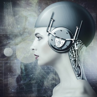  Bilim arka plan üzerinde kadın portre