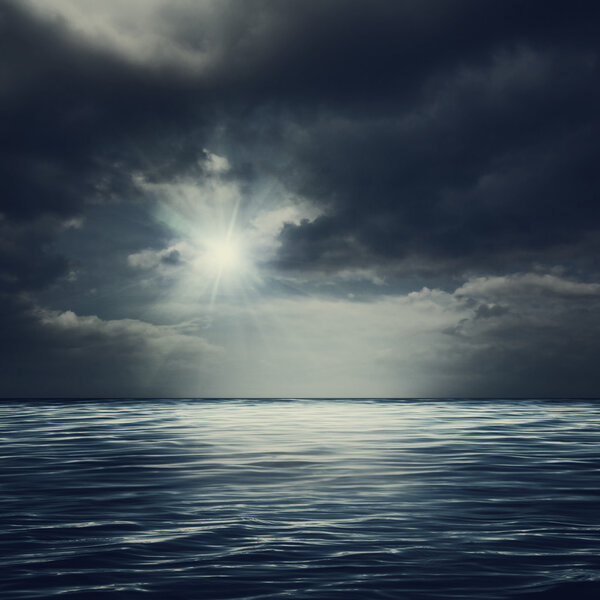Sea stormy sky