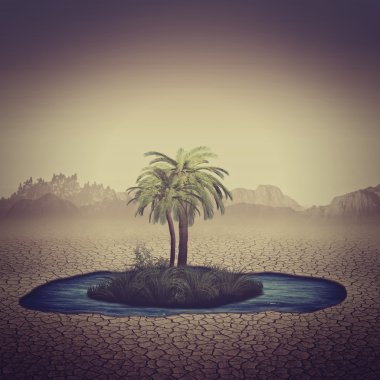 Bright Oasis in the desert clipart