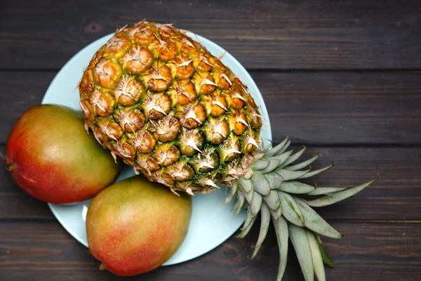 Frutas Frescas Suculentas Sobre Mesa Madeira Fundos Nutricionais — Fotografia de Stock