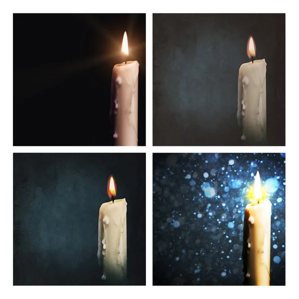 Set of backgrounds with a candle — Stock Photo, Image