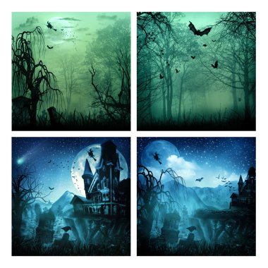 Set of assorted spooky backgrounds