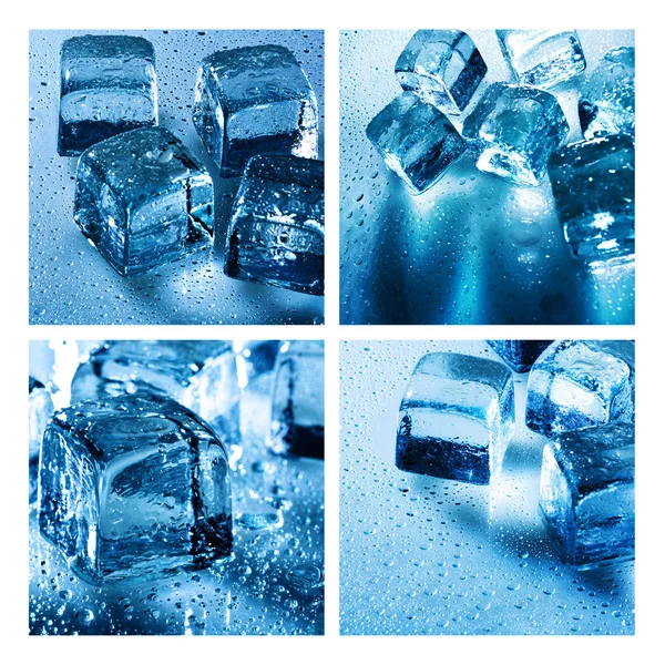 Set of backgrounds with ice cubes — Stock Photo, Image