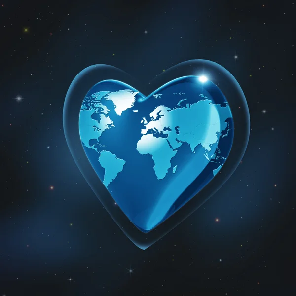 Heart with world map — Stock Photo, Image