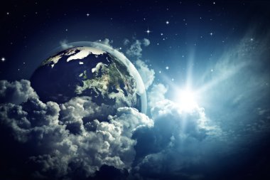 Bulutlu gökyüzü soyut dünya görünümünde.