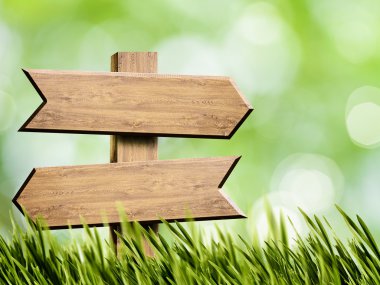 Doğal arka plan üzerinde ahşap işareti