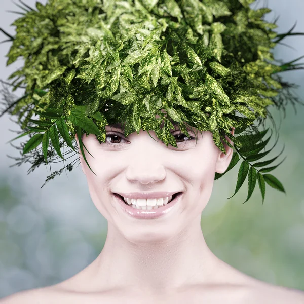 Female portrait with eco hair style — Stock Photo, Image