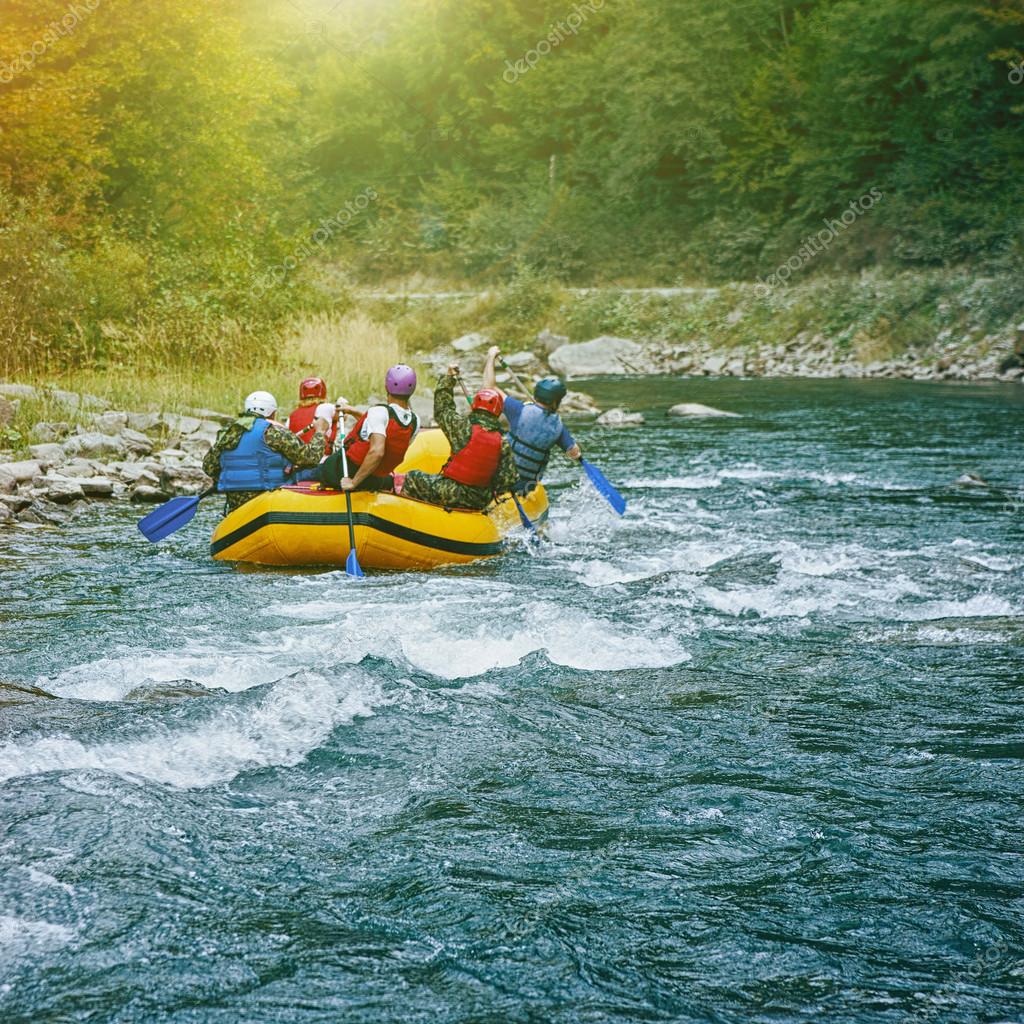 People rafting on river — Stock Photo © tolokonov 79113300