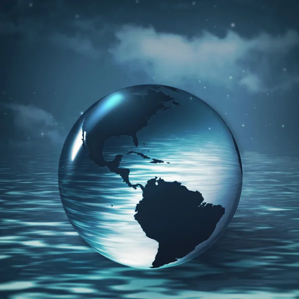 Earth sphere over ocean surface — Stock Photo, Image