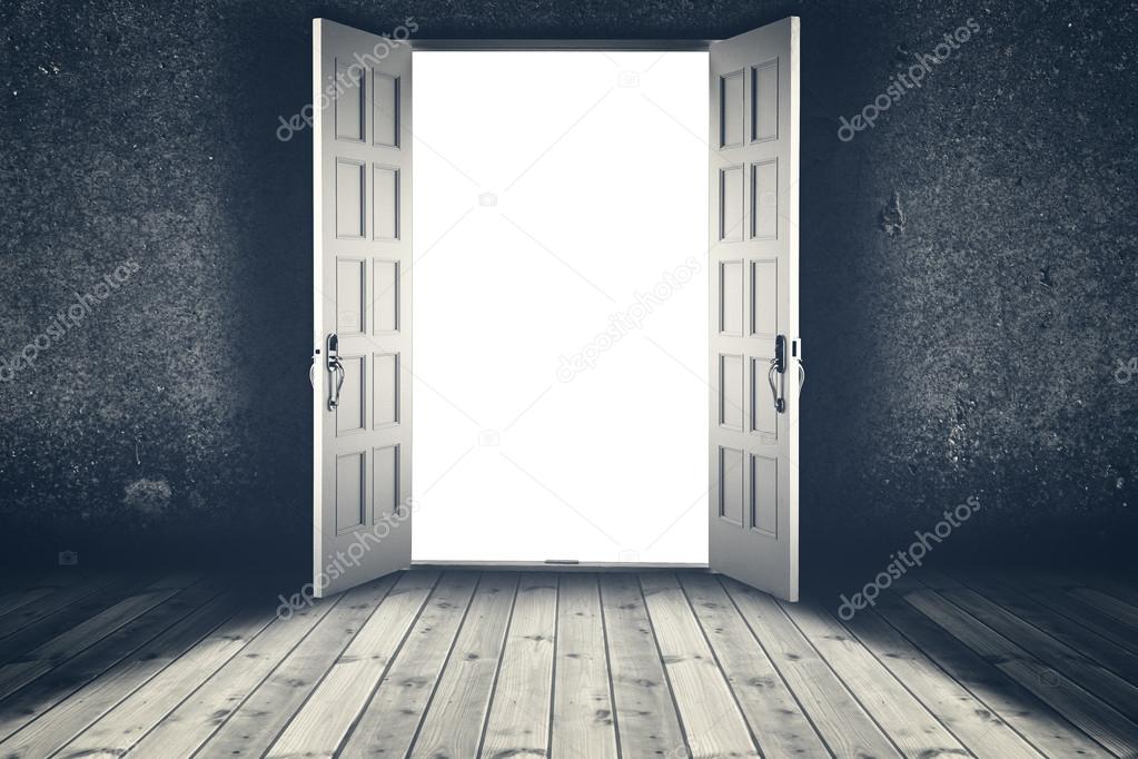 Opened door. Abstract interior background