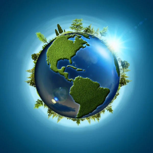 Blue planet. Earth globe and forest — Stock Photo, Image