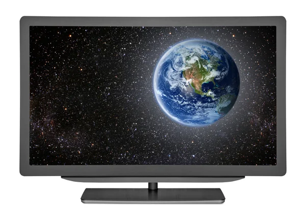 Flat television on the white backgrounds — Stock Photo, Image