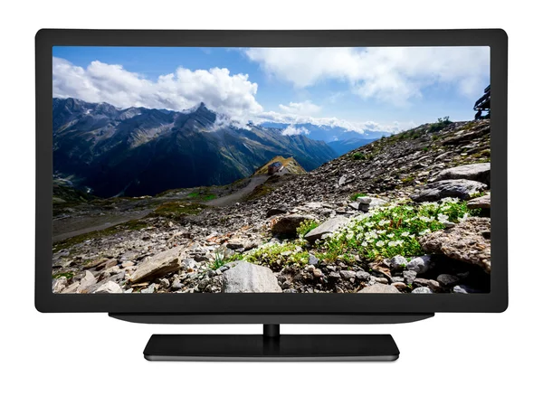 Televisione a schermo piatto su sfondo bianco . — Foto Stock