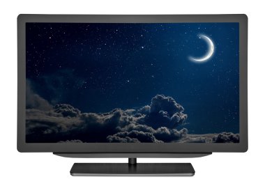 Beyaz arka plan üzerinde Flat televizyon