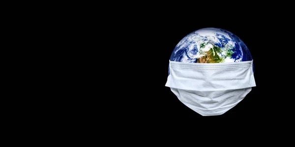 Whole Earth Quarantined Earth Wearing Mask White Background — Stock Photo, Image
