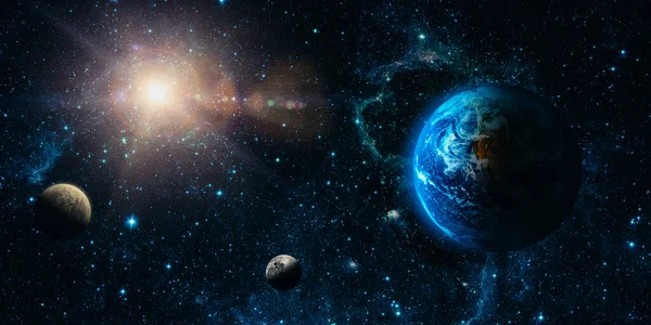 Zicht Aarde Vanaf Maan Elementen Van Deze Afbeelding Geleverd Door — Stockfoto