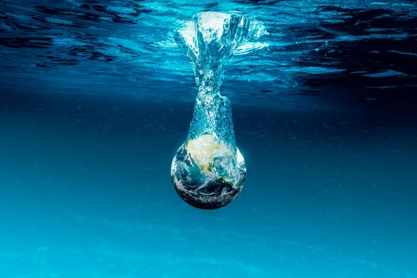 Earth Went Underwater Ocean Elements Image Furnished Nasa — Stock Photo, Image