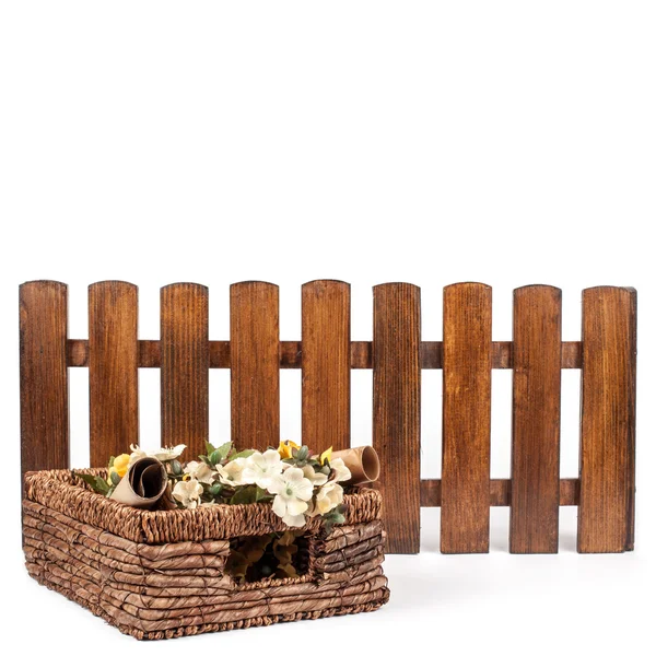 Decor basket with flowers — Stock Photo, Image