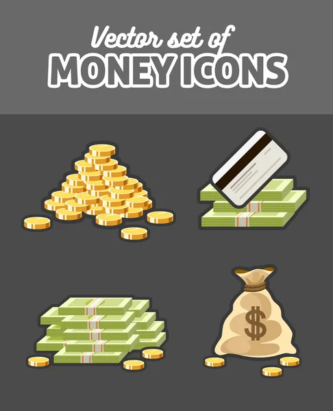 Conjunto de iconos vectoriales con dinero — Vector de stock